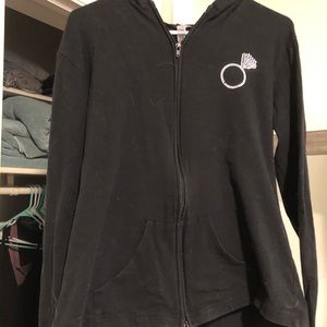 Black rhinestone bride zip up hoodie